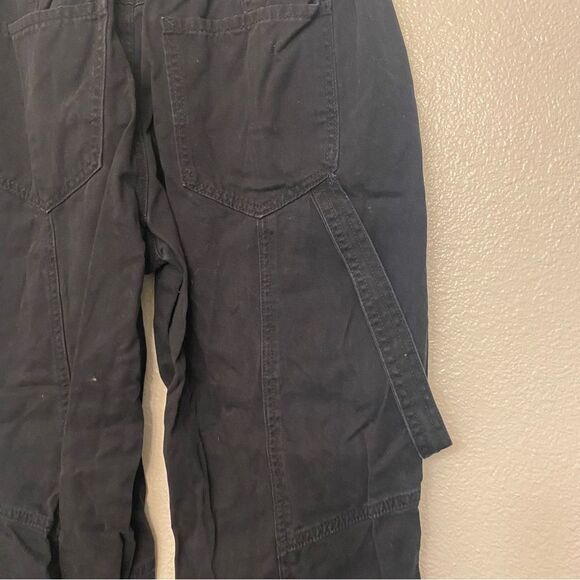 Forever 21 black 100% cotton Cargo carpenter wide Pants pull on Y2K grunge S - Picture 6 of 11